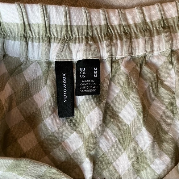 Vera Moda - Sage and White Gingham Button up Midi Skirt - Picture 6 of 7